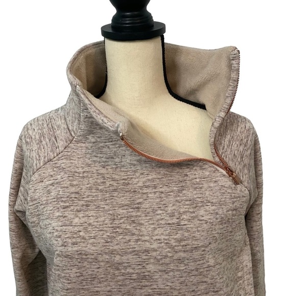 Athleta Brown/Tan Cozy Karma ASYM Wrap Pullover Sweatshirt Sz Medium - Picture 7 of 13